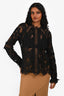 Alexis Black Lace Embroidered Floral Top Size M