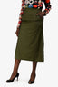 SportMax Green Nylon Cinched Waist Midi Skirt Size 6