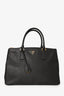 Prada Black Saffiano Leather Double Zip Galleria Tote with Strap