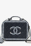 Pre-Loved Chanel™ 2019 Navy/White Caviar Quilted Striped Small CC Filigree Vanity Case