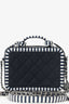 Pre-Loved Chanel™ 2019 Navy/White Caviar Quilted Striped Small CC Filigree Vanity Case