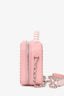 Pre-Loved Chanel™ 2019 Pink/White Caviar Quilted Striped Small CC Filigree Vanity Case