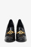 Versace Black Croc Embossed Leather Heeled Loafers Size 40