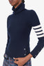 Thom Browne Navy Knit Cashmere Turtle Neck Sweater Size 38