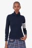 Thom Browne Navy Knit Cashmere Turtle Neck Sweater Size 38