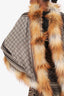 Gucci Brown Wool/Fox Fur Trim 'GG' Monogram Poncho