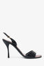 Louis Vuitton Black Patent Leather Strappy Sling Back Heels Size 39.5