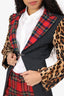 Junya Watanabe Comme De Garcons Red/Grey Leopard Print/Plaid Single Breasted Blazer size M