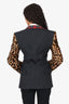 Junya Watanabe Comme De Garcons Red/Grey Leopard Print/Plaid Single Breasted Blazer size M