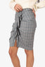 Isabel Marant Etoile Grey Plaid Ruched Mini Skirt size 34