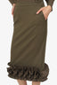 Maxmara Green Ruffle Hem Midi Pencil Skirt Size 6