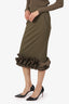 Maxmara Green Ruffle Hem Midi Pencil Skirt Size 6