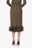 Maxmara Green Ruffle Hem Midi Pencil Skirt Size 6
