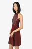Gucci Burgundy Leather Halter Neck Mini Dress Size 36