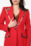 Dolce & Gabbana Red/Leopard Print Wool Single Blazer Size 40