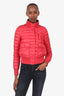 Moncler Red Dowh Puffer Bomber Jacket Size 1