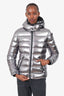 Moncler Silver Down Puffer Jacket With Hood Size 1