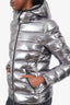 Moncler Silver Down Puffer Jacket With Hood Size 1