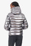 Moncler Silver Down Puffer Jacket With Hood Size 1