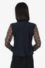 Fendi Black Sheer Sleeve Embroidered 'FF' Button Down Blouse Size 38
