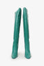 Max Mara Turquoise Leather Croc Embossed Thigh High Boots Size 39