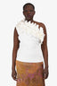 Greta Constantine White Ruffled Off The Shoulder Top Size 10