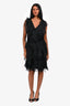 Marchesa Notte Black Silk Ruffled Mini Dress Size 8