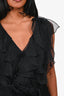 Marchesa Notte Black Silk Ruffled Mini Dress Size 8