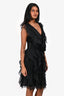 Marchesa Notte Black Silk Ruffled Mini Dress Size 8