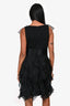 Marchesa Notte Black Silk Ruffled Mini Dress Size 8