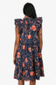 Ulla Johnson Blue Orange Floral Short Sleeve Mini Dress Size 2