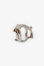 Saint Laurent Silver Tone Logo Monogram Ring Size 6