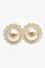 Pre-Loved Chanel™ White Pearl Lace Flower CC Stud Earrings