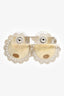 Pre-Loved Chanel™ White Pearl Lace Flower CC Stud Earrings