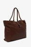 Brunello Cucinelli Brown Leather Shearling Trim Tote