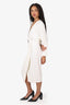 Brunello Cucinelli White Silk Beaded Belt Wrap Dress Size XS