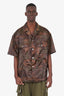 Feng Chen Wang Brown/Khaki Camouflage Nylon Shirt Size L Mens