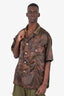 Feng Chen Wang Brown/Khaki Camouflage Nylon Shirt Size L Mens