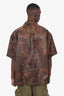 Feng Chen Wang Brown/Khaki Camouflage Nylon Shirt Size L Mens