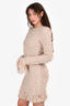 Balmain Pink Tweed Fringed Mini Dress Size 38