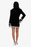 Camila Coelho Black Velvet Crystal Cuffed Cropped Jacket + Skirt Set Size XS