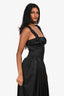 Miss Circle Black Satin Drop Waist Maxi Dress Size XS