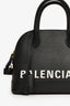 Balenciaga Black/White Leather Logo Ville Leather Top Handle Bag with Strap