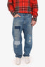 Junya Watanabe Blue Denim Selvedge Stripe Garment-Treated Jeans Size XS Mens