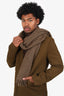 Raf Simons Brown/Black Cashmere/Silk Houndstooth Fringe Scarf