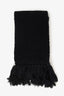 Dries Van Noten Black Wool Fringe Knit Scarf