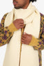 Dries Van Noten Beige Wool Fringe Knit Scarf