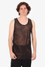 Dries Van Noten Navy/Orange Mesh Printed Tank Top Size XL Mens