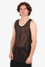 Dries Van Noten Navy/Orange Mesh Printed Tank Top Size XL Mens
