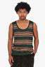 Dries Van Noten Green/Red Striped Mesh Tank Top Size L Mens